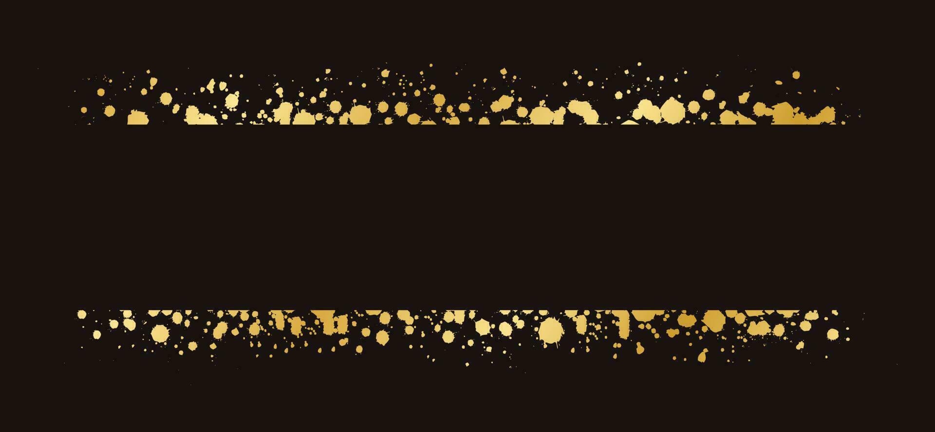 Abstract Gold Ink Splatter Ribbon Banner Frame. Golden foil spray banner border template. vector