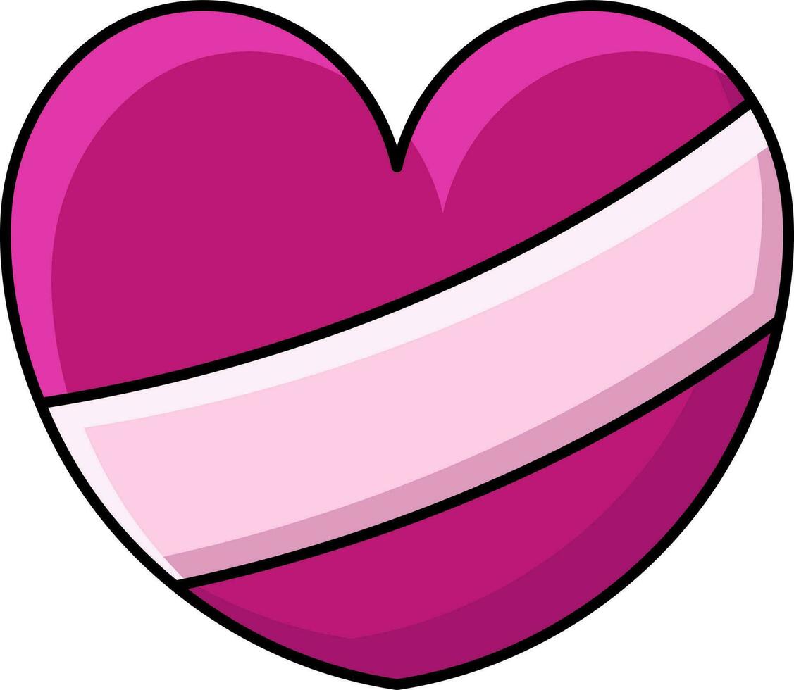 corazón con cinta icono en rosado color. vector