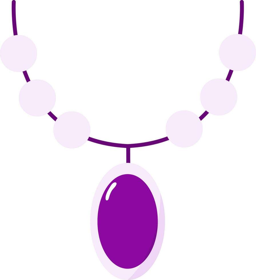Pearls Necklace Icon In Flat Style. vector