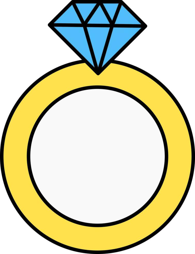 Isolated Gemstone Ring Blue And Yellow Icon. vector