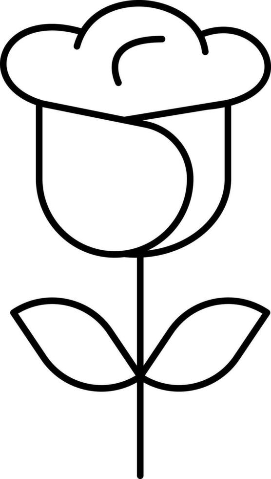 Black Outline Illustration Of Rose Bud Icon. vector