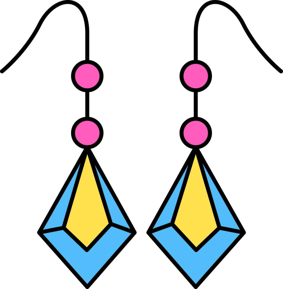 Flat Illustration Of Hanging Earrings Colorful Icon. vector