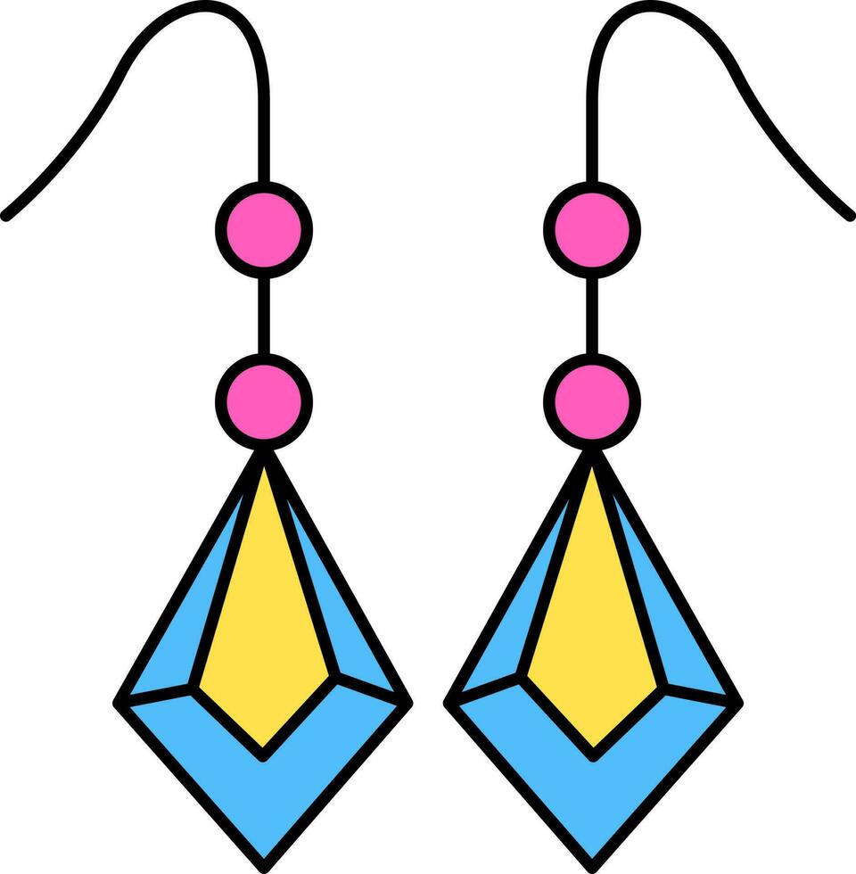 Flat Illustration Of Hanging Earrings Colorful Icon. vector