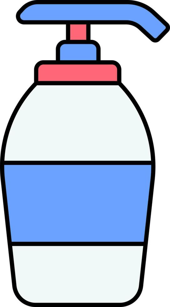 Dispenser Pump Bottle In Blue And White Color. vector