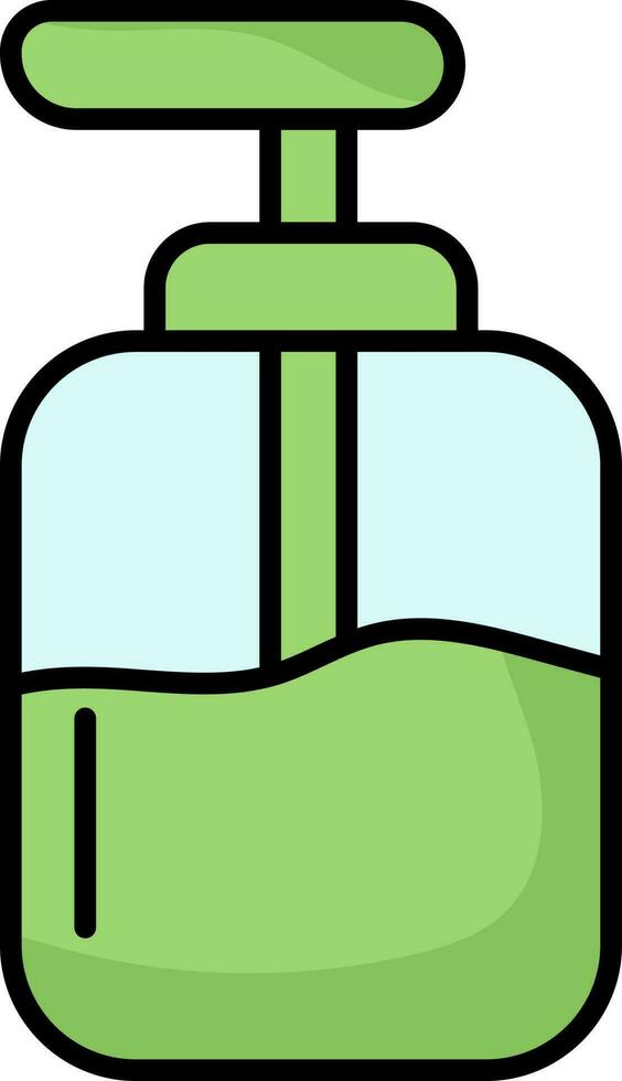 dispensador bomba botella icono en verde y azul color. vector