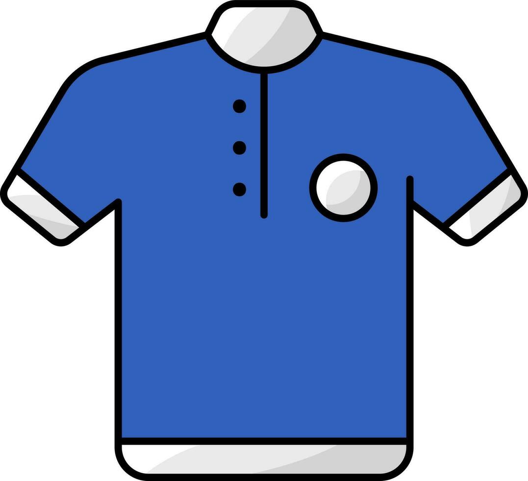 Isolated Blue And White Color Art Illustration Of T-shirt Icon. vector