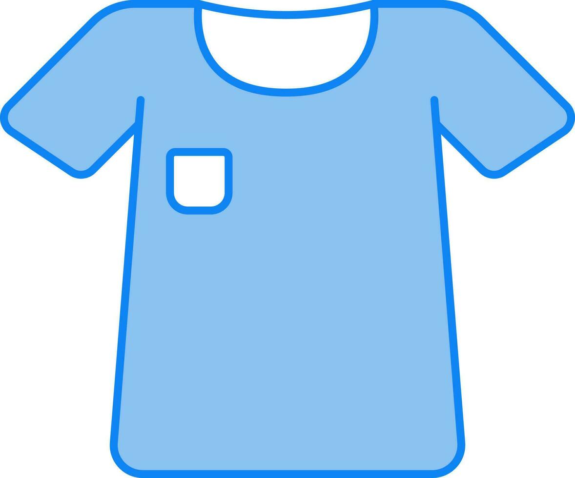 redondo cuello camiseta icono en azul color. vector
