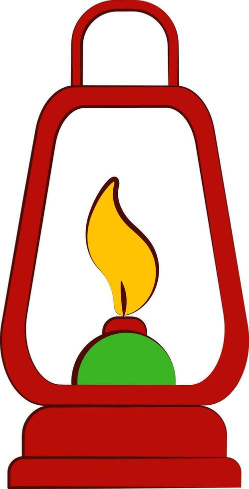 Isolated Antique Burning Oil Lamp Icon In Flat Style. vector