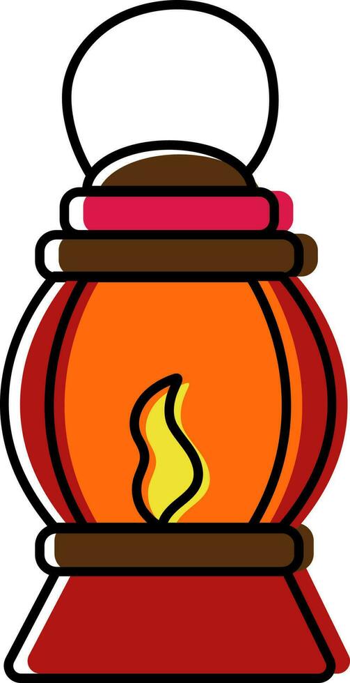 Isolated Antique Burning Oil Lamp Icon In Flat Style. vector