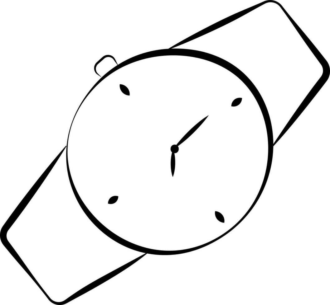 Black Thin Line Art Of Wristwatch Flat Icon. vector