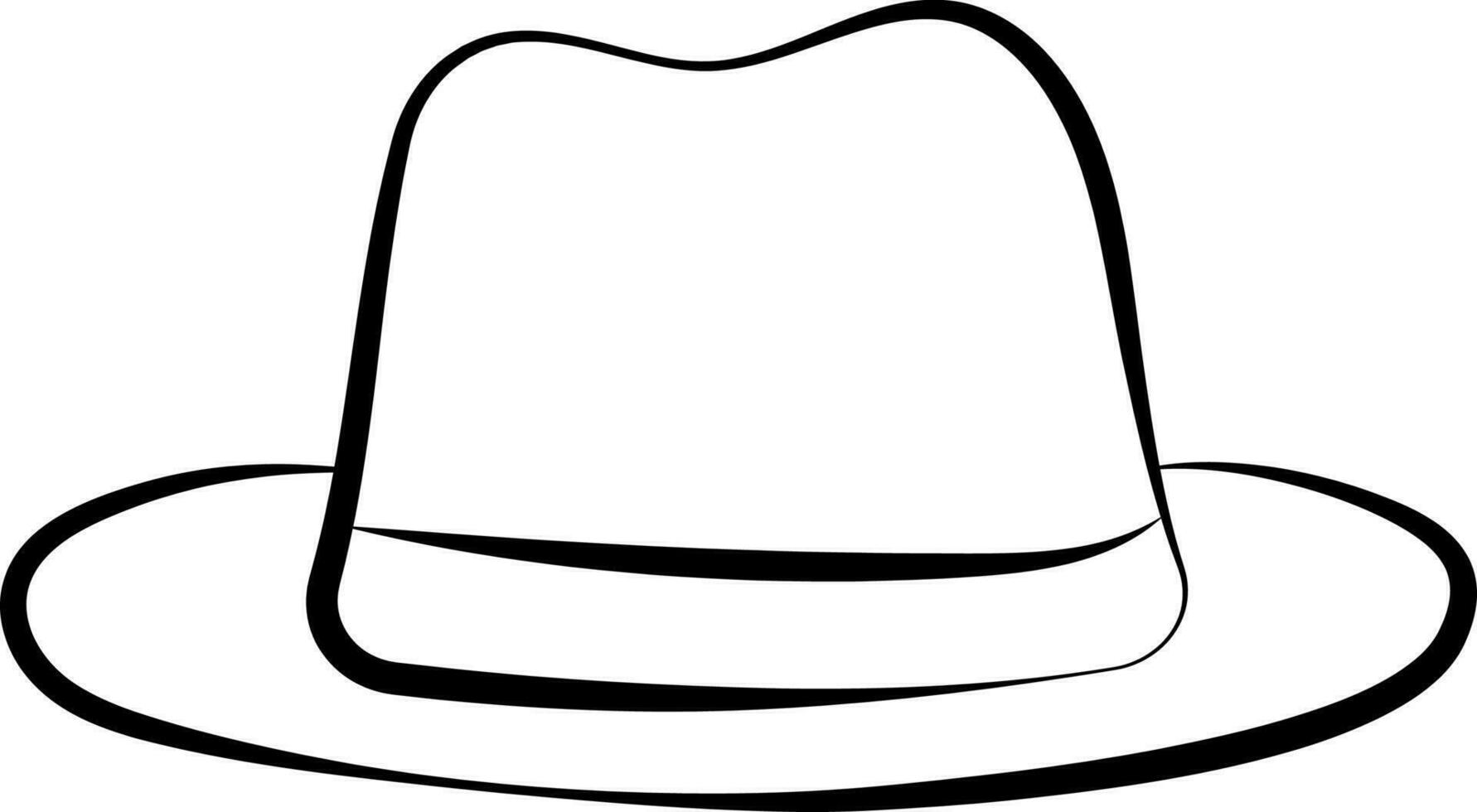 Black Linear Style Fedora Hat Flat Icon. vector