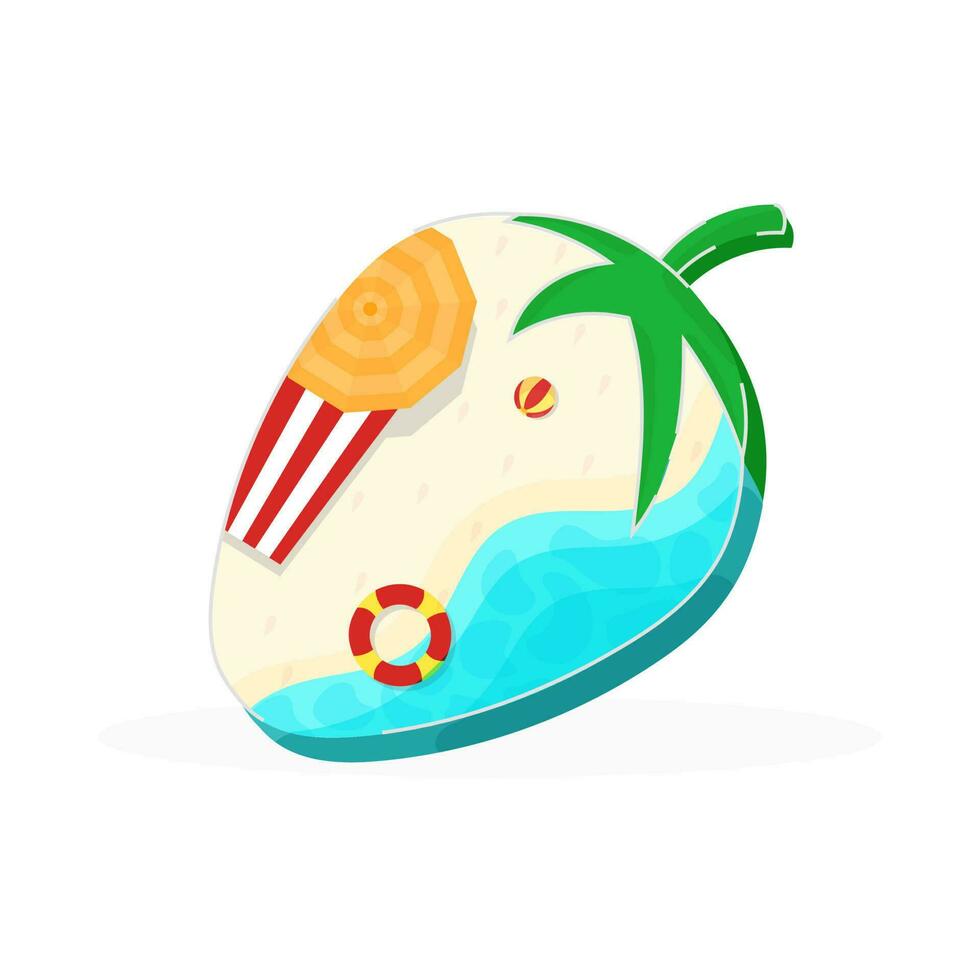 Summer berry concept with beach background for summer holidays or travel concept with space for your message. vector