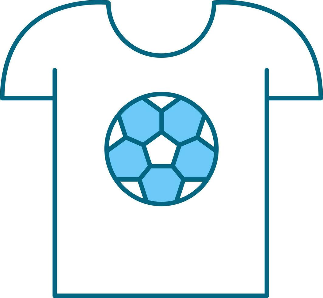 azul y blanco fútbol pelota impresión camiseta icono. vector