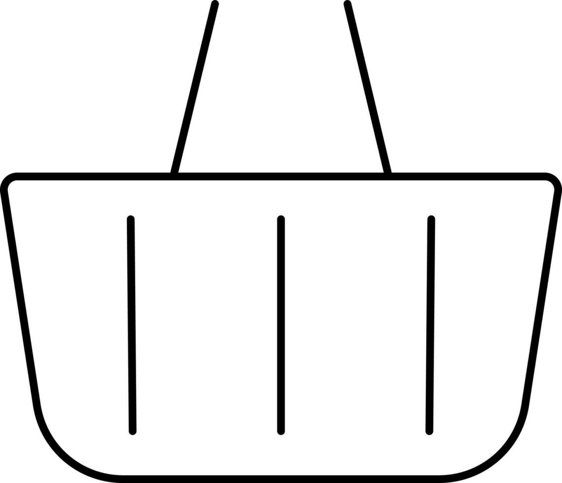 Shopping Basket Icon In Black Linear Art. vector