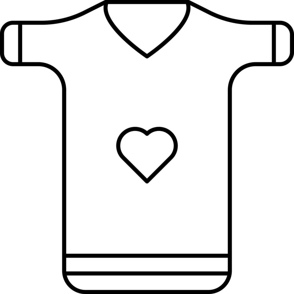 T-Shirt Icon In Black Line Art. vector