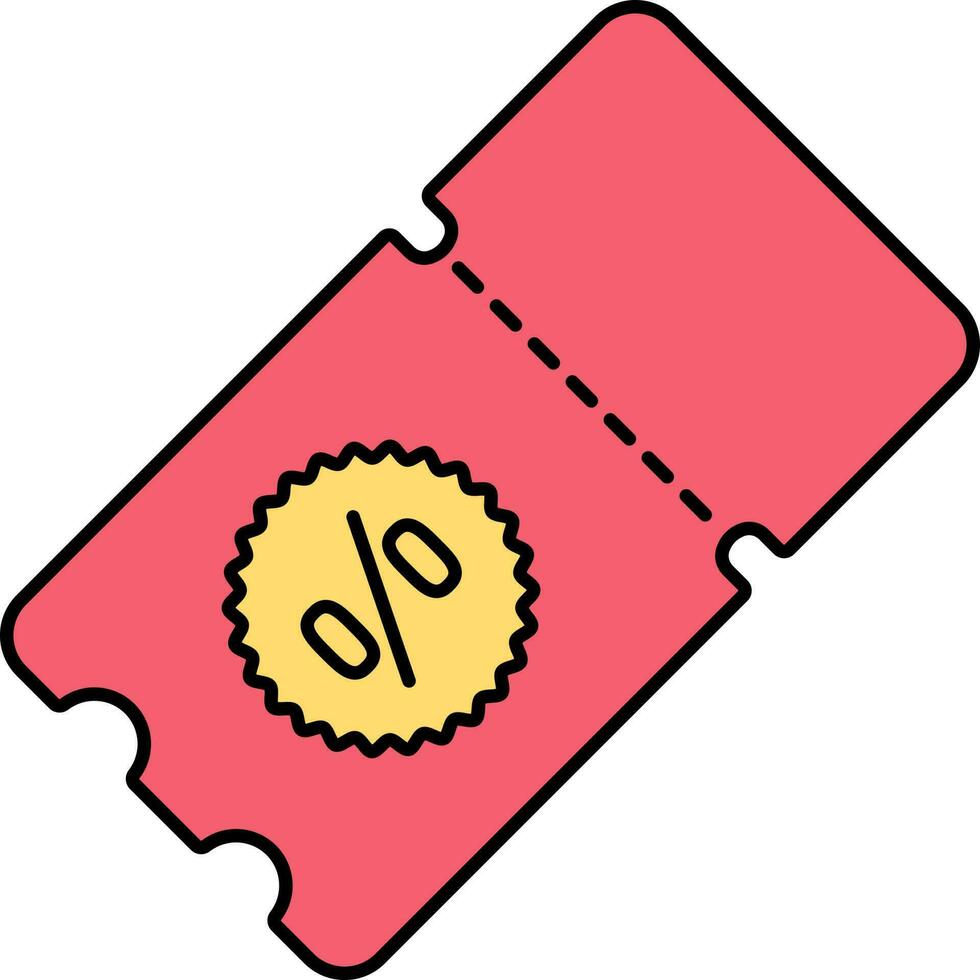 Discount Coupon Or Voucher Sale Or Shopping Icon In Red And Yellow Color. vector