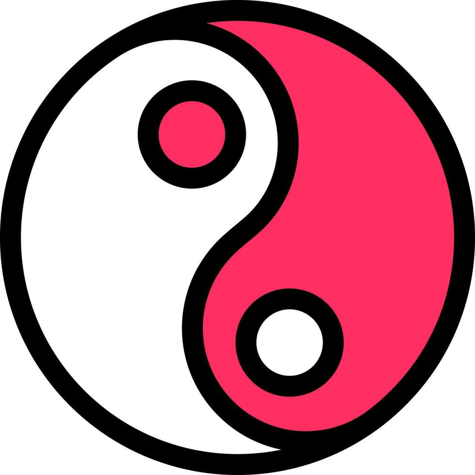 plano estilo de yin yang icono en rosado y blanco color. vector