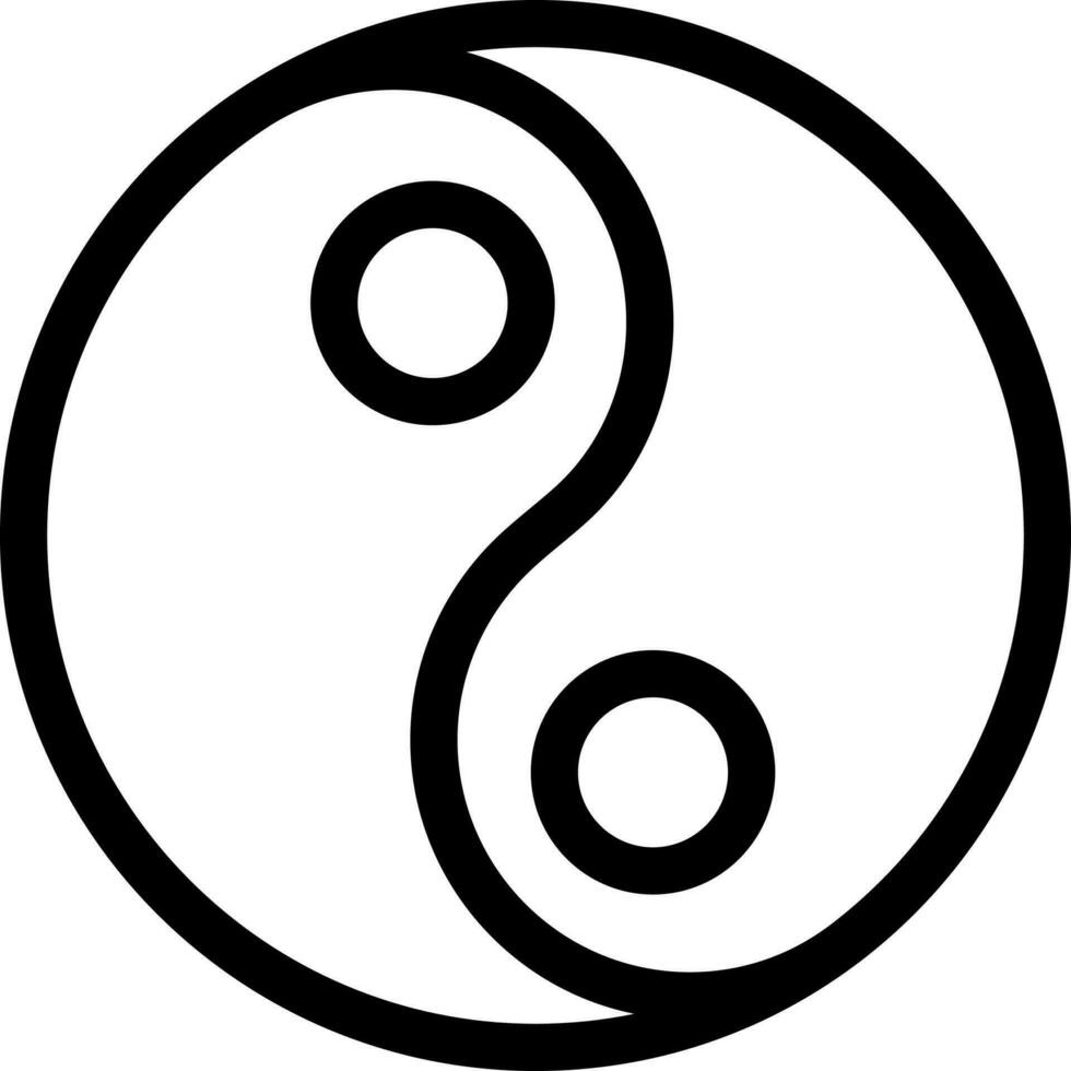 negro contorno yin yang icono en plano estilo. vector