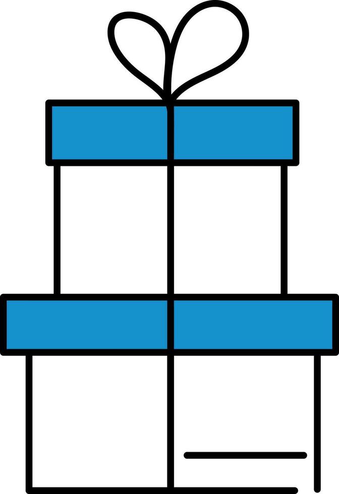 Two Gift Box Icon In Blue And White Color. vector