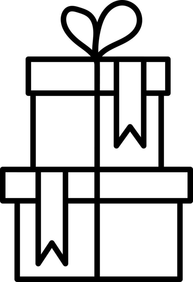 Flat Style Gift Boxes Icon In Thin line Art. vector