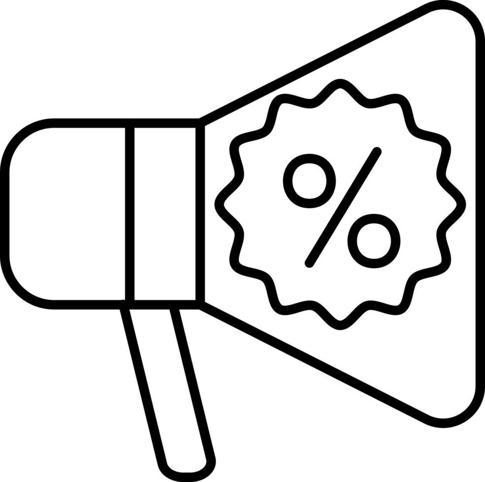 Discount Announcement Icon In Thin Line Art. vector