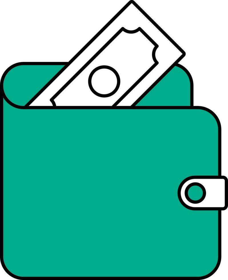 Green And White Wallet Icon Or Symbol. vector