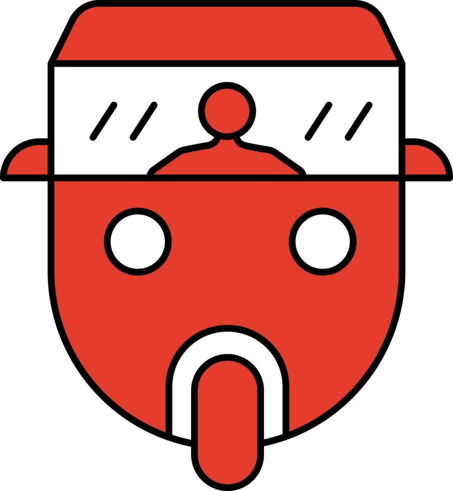 Auto Rickshaw Or Tuktuk Icon In Red And White Color. vector