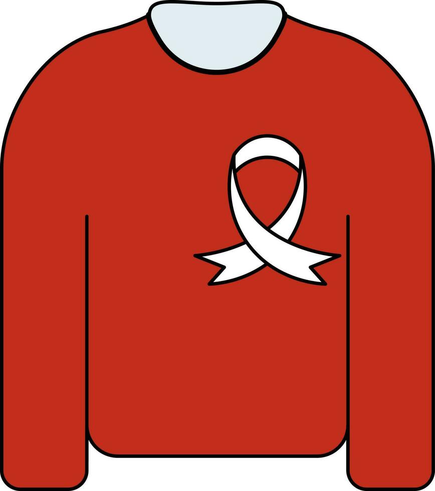 Awareness Ribbon Symbol T-shirt Icon In Red Color. vector