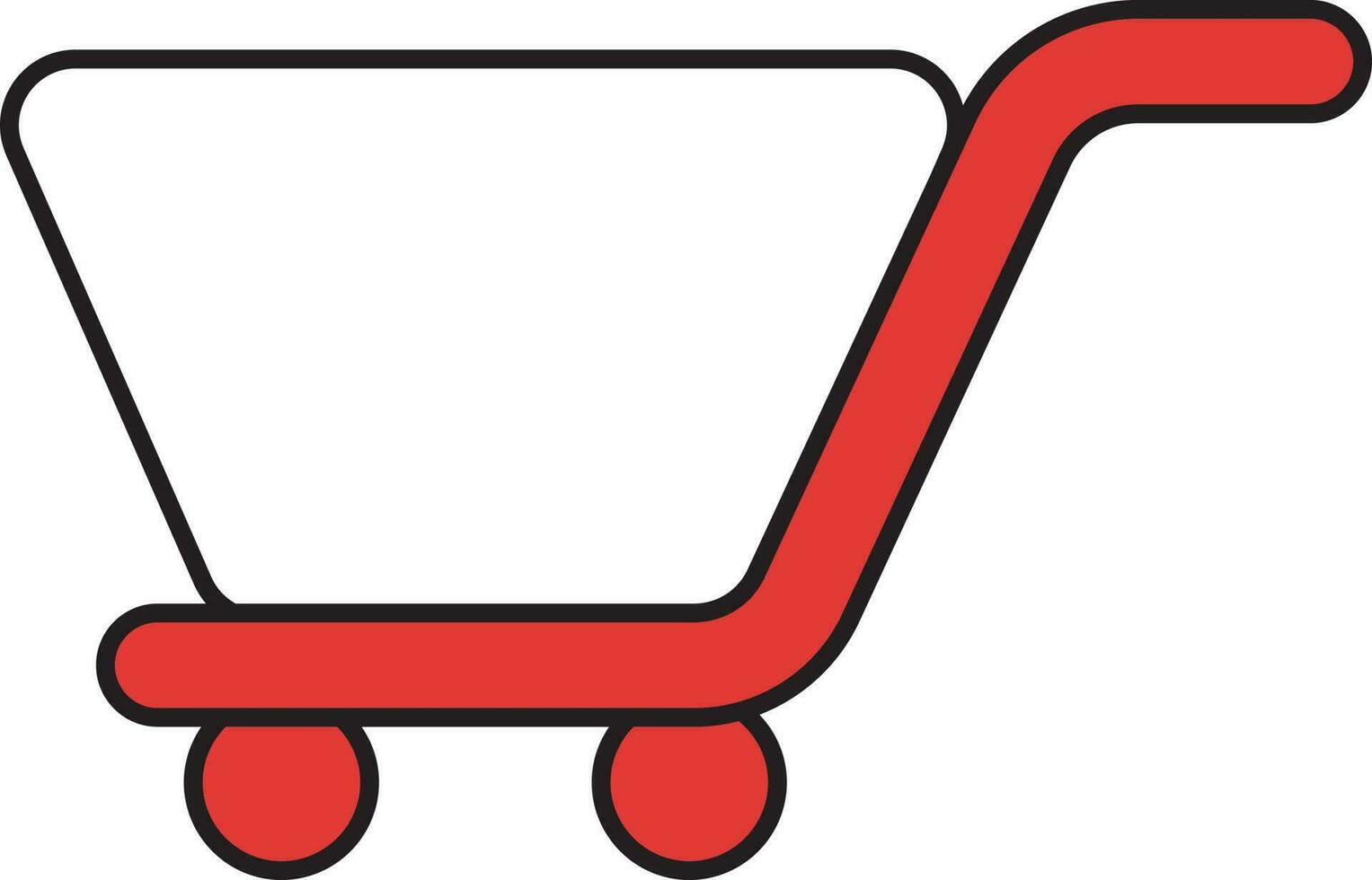 Push Cart Icon In Red And White Color. vector