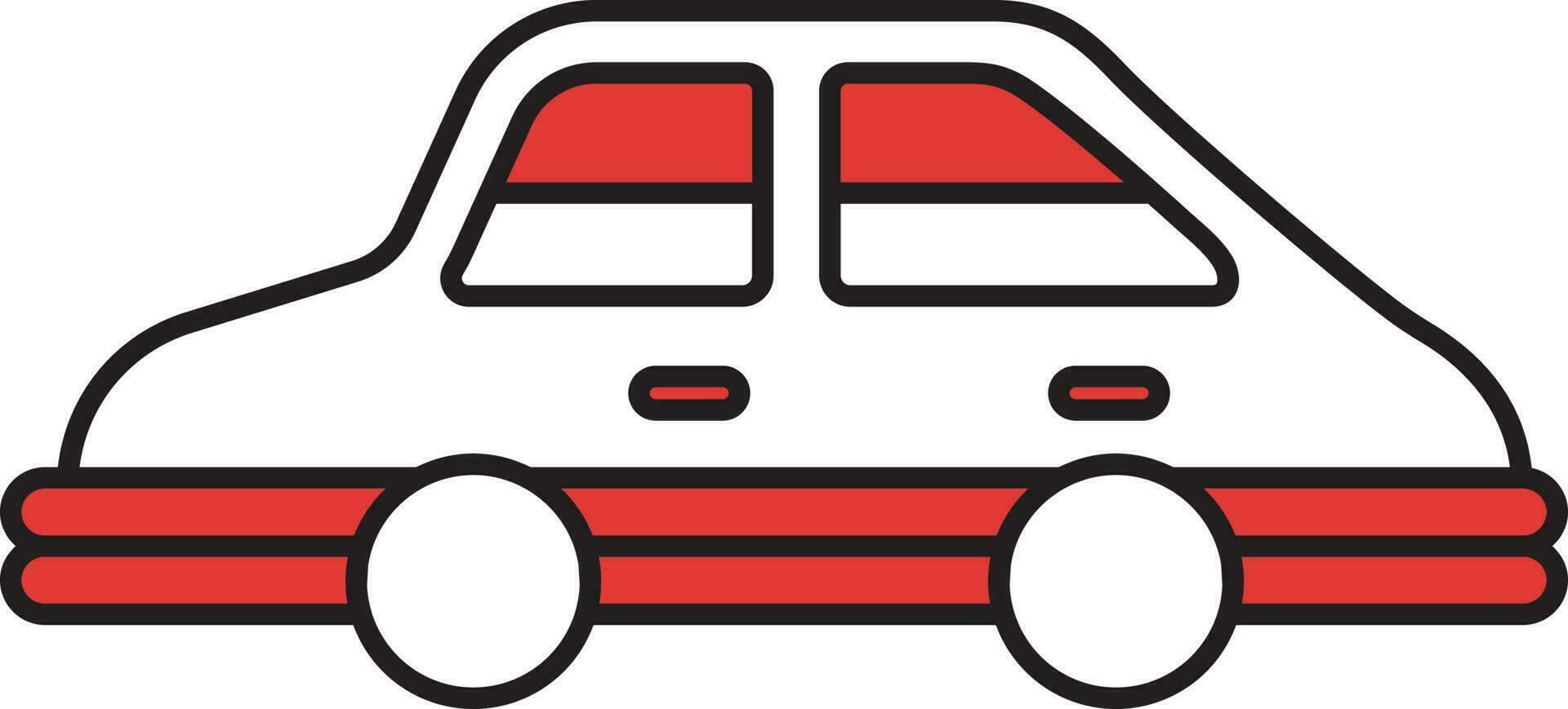 Flat Style Car Icon In Red And White Color. vector