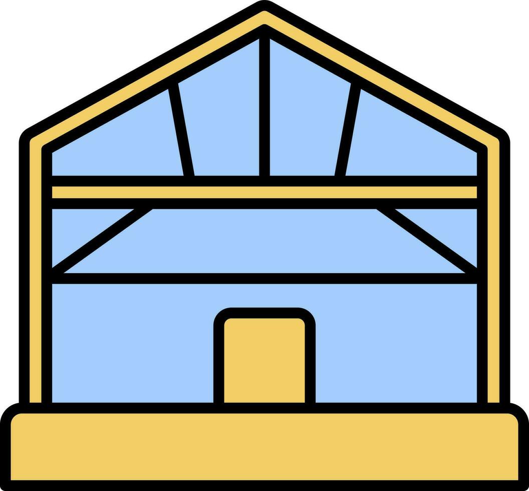 Building Or Home Icon In Blue And Yellow Color. vector
