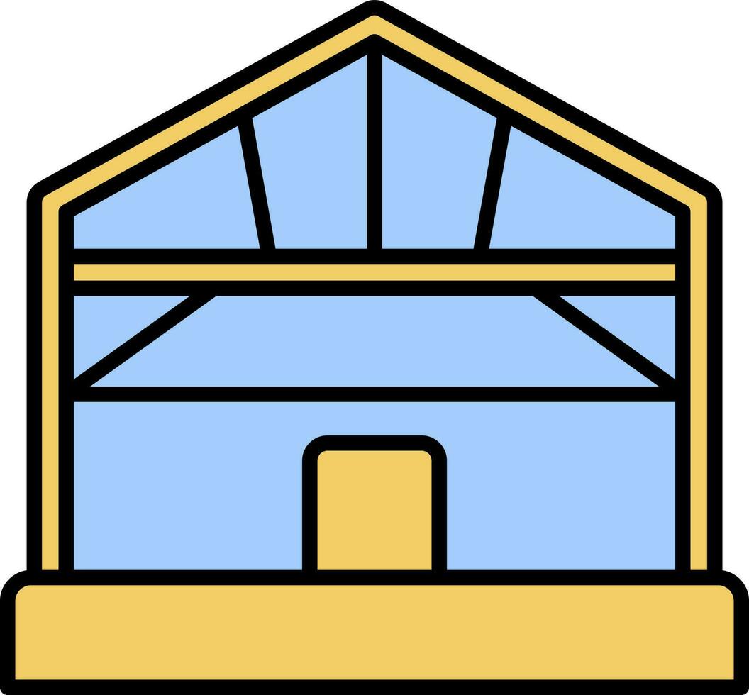 Building Or Home Icon In Blue And Yellow Color. vector