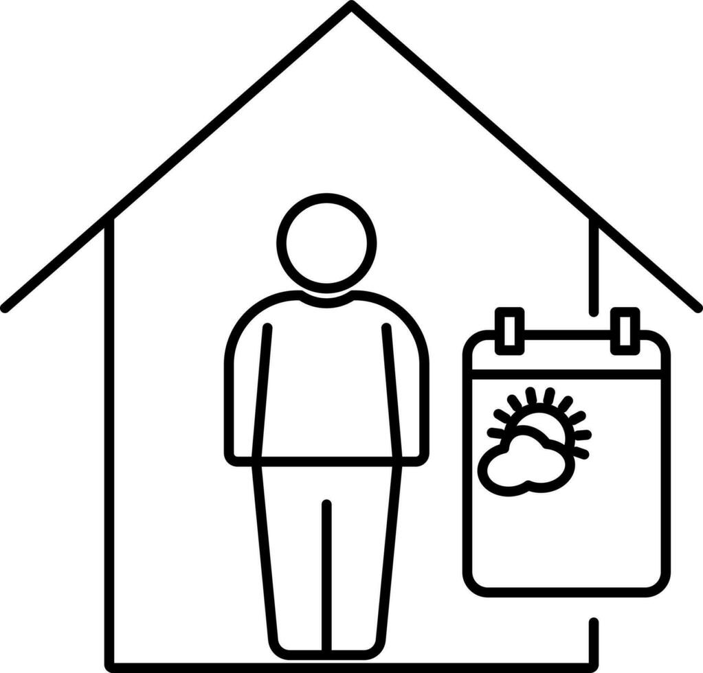 Vector Illustration of Weather Calendar With User Stay At Home.