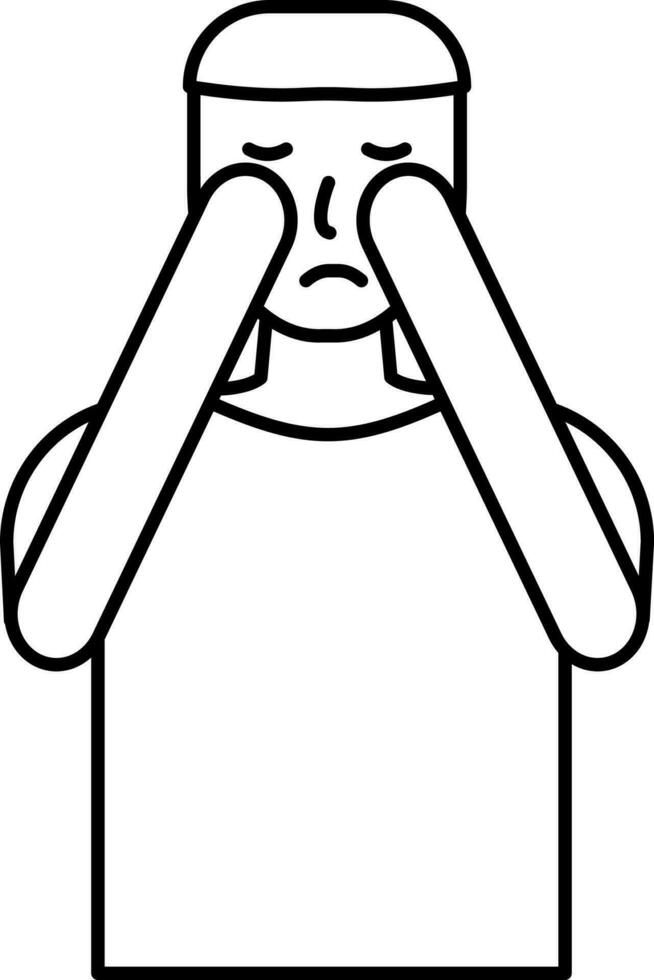 Isolated Don't Touch Face Icon in Line Art. vector