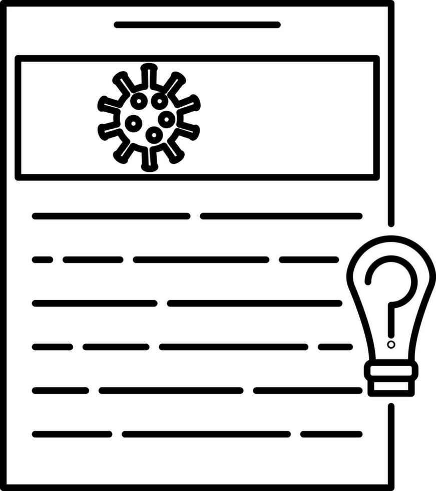 Illustration of Corona Medical Report Icon in Thin Line Art. vector