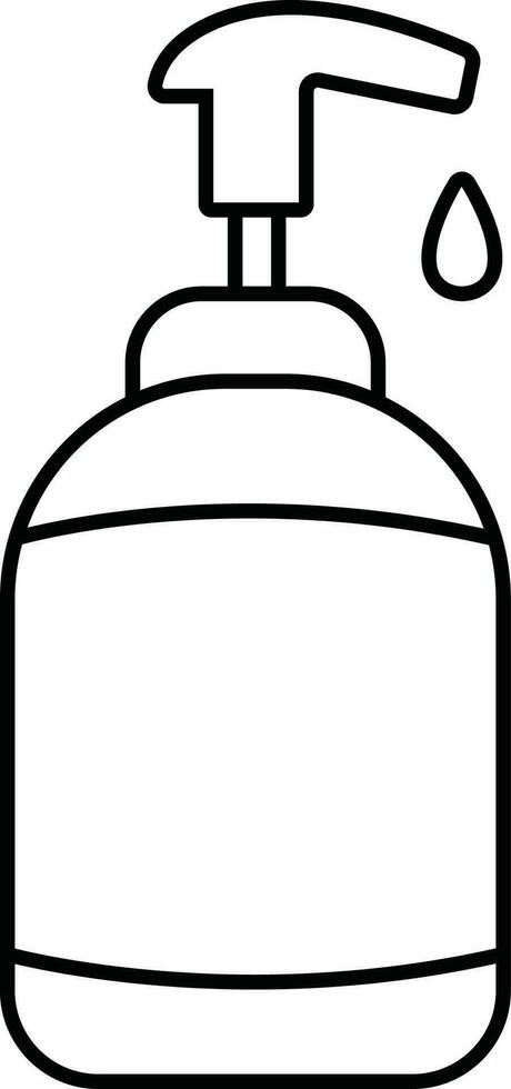 dispensador o bomba botella icono en negro línea Arte. vector