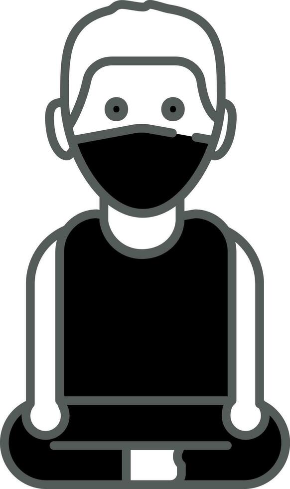 Man Doing Yoga Icon In Black And White Color. vector