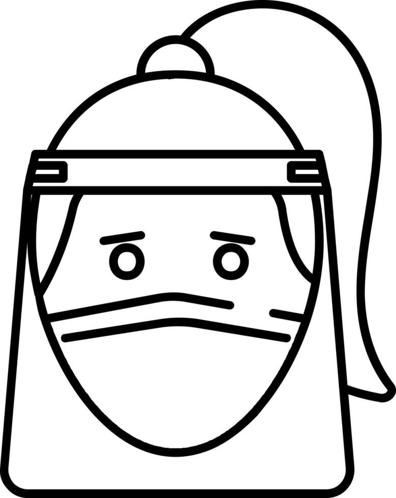 Woman Wearing Face Shield Icon In Black Line Art. vector