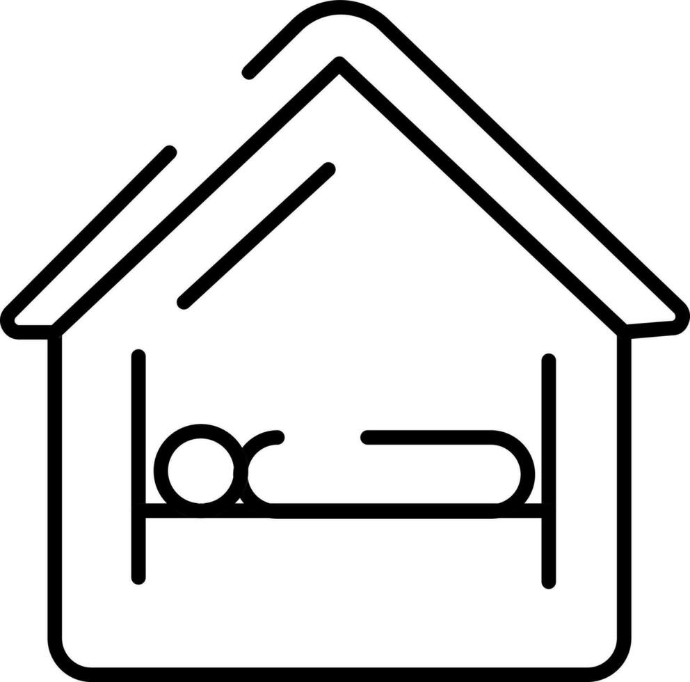 Home Isolation Icon In Black Line Art. vector