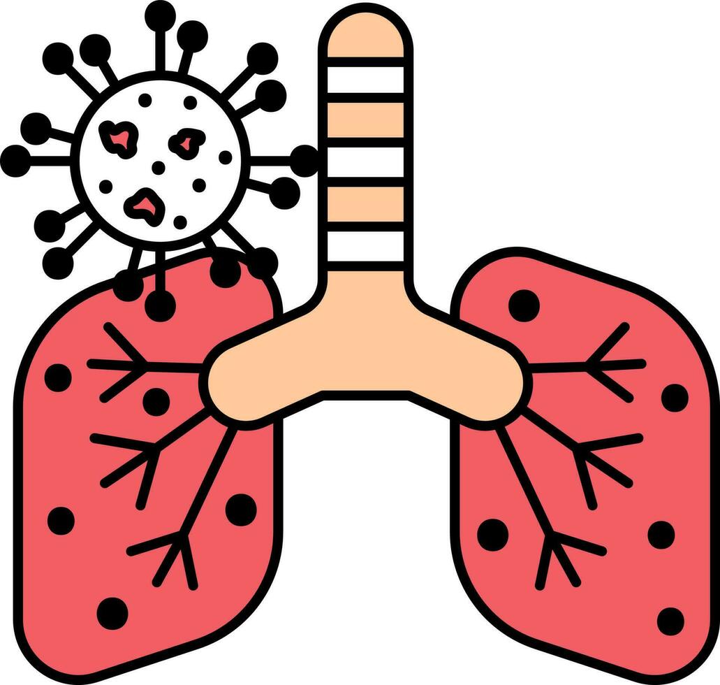 Virus Infection Lungs Colorful Icon on White Background. vector