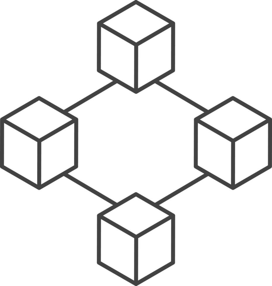 ilustración de blockchain icono o símbolo en carrera estilo. vector