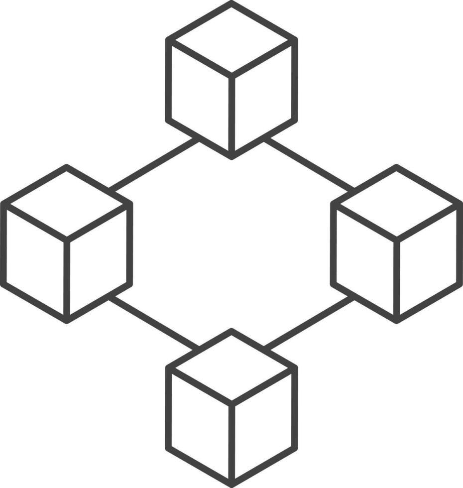 Illustration Of Blockchain Icon Or Symbol In Stroke Style. vector
