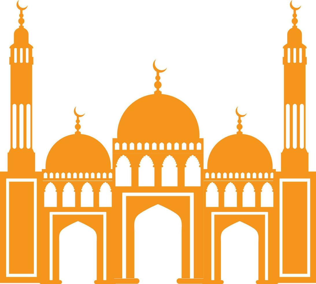 Flat illustration of orange Mosque. vector