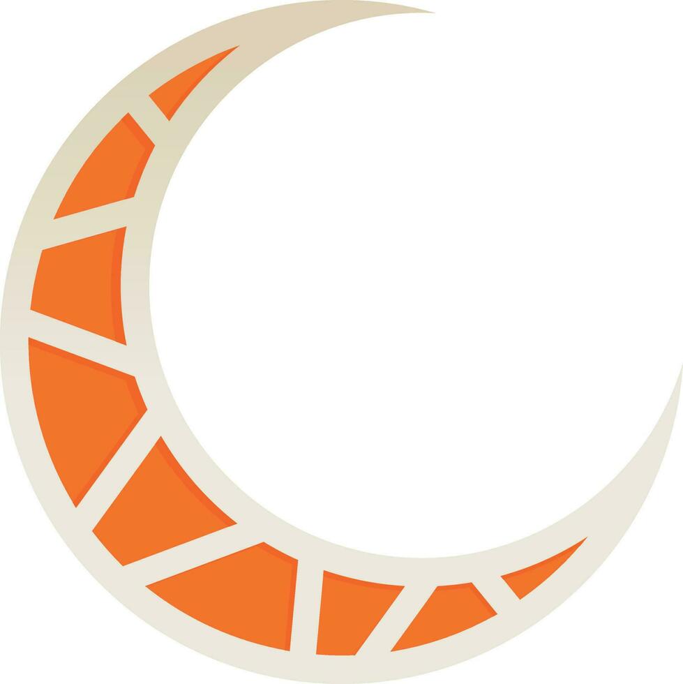 Flat illustration of orange crescent moon. vector