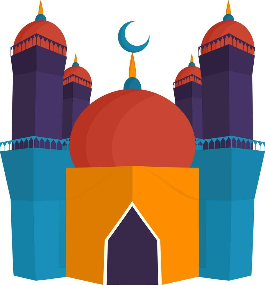 Illustration of colorful paper Mosque design. vector