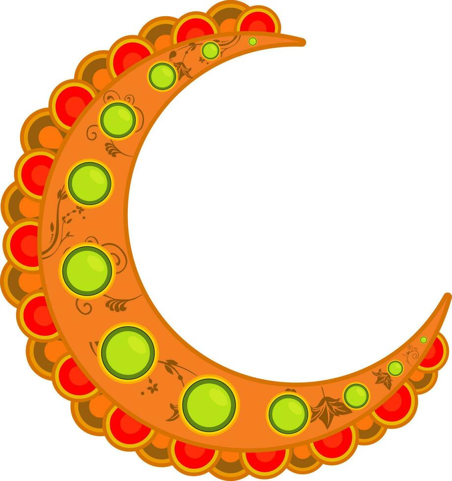 Illustration of orange crescent moon. vector