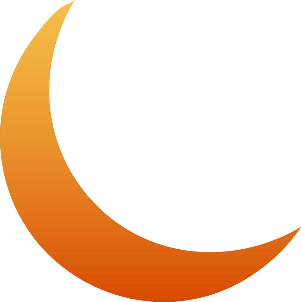Flat illustration of an orange crescent moon. vector
