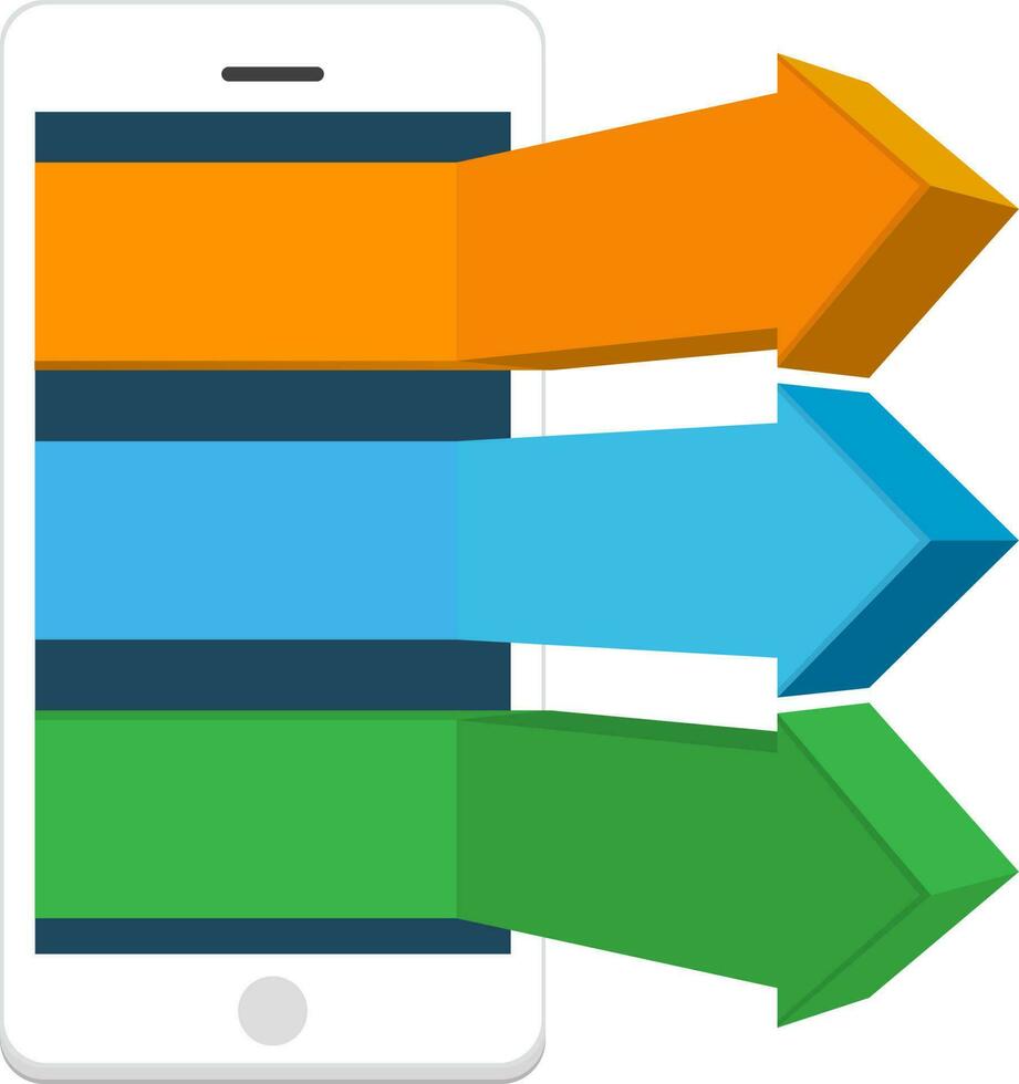 infografia con 3d flechas y teléfono inteligente vector
