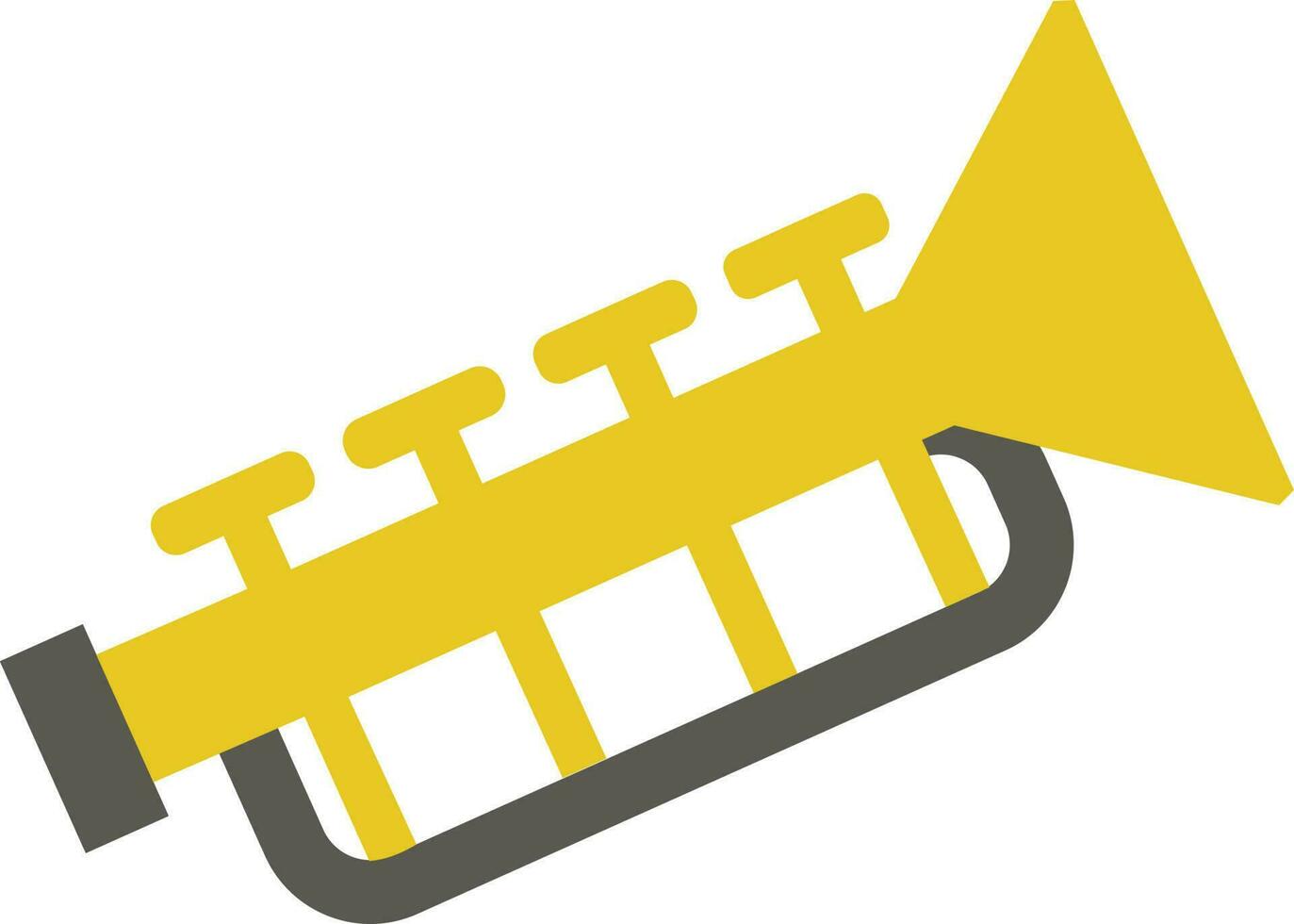 Trumpet music instrument in yellow and gray color. vector
