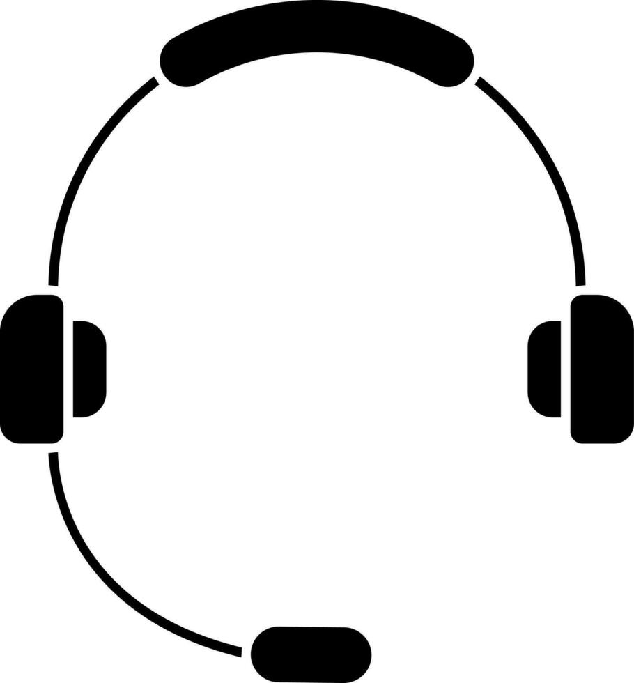 Isolated Black Headphone Icon In Flat Style. vector